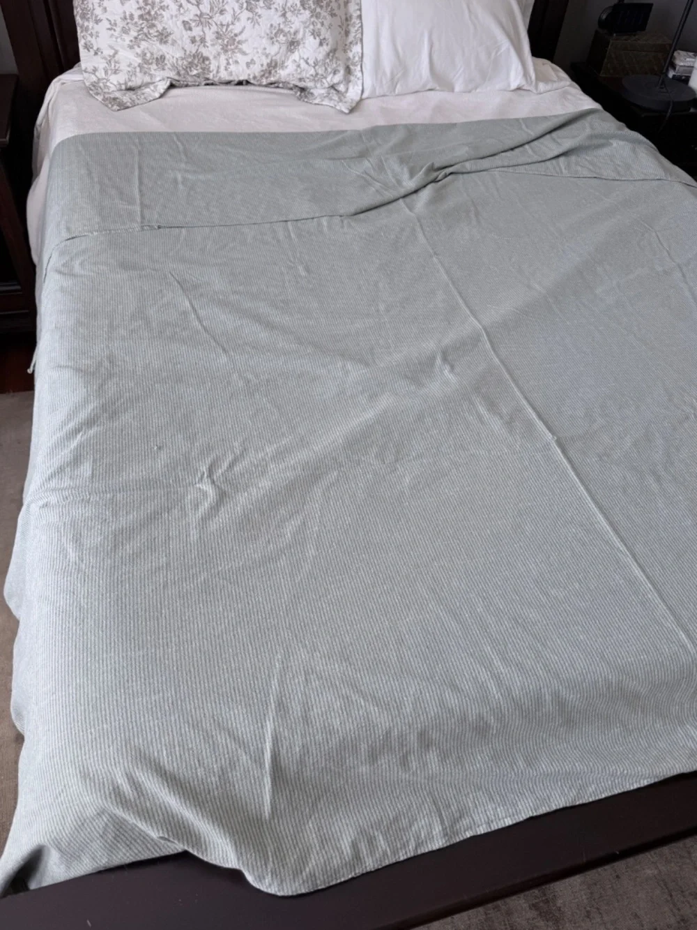 Minimalist Tonal Stripe Sage Green Cotton Duvet Cover Queen Size